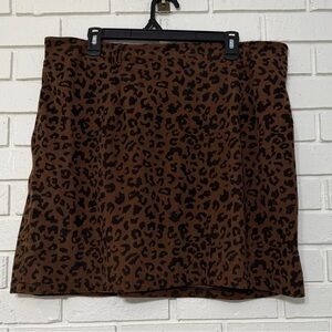 SHEIN Curve Leopard Print Corduroy Mini Skirt 2XL Brown Animal Print